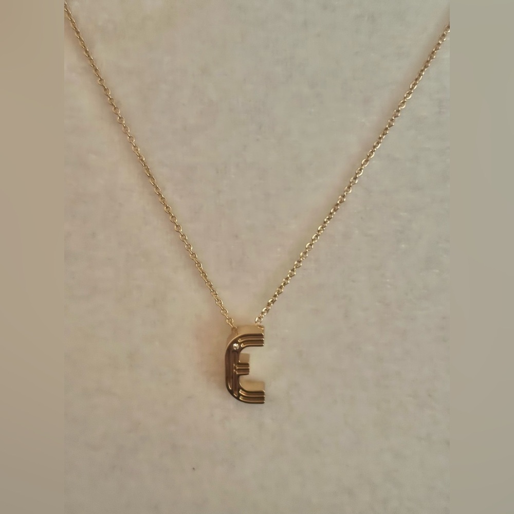 NWT Maje Gold Initial Pendant Necklace "E” Casual Minimalist Classic 17-19”